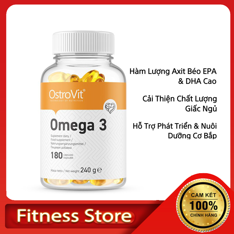 Dầu cá Omega 3 Ostrovit 90v 180v hàm lượng cao, kết hợp thêm vitamin E giúp tăng hiệu quả, Tăng Cường Sức Khoẻ, Bổ Não, Sáng Mắt, Khoẻ Tim Mạch (1)