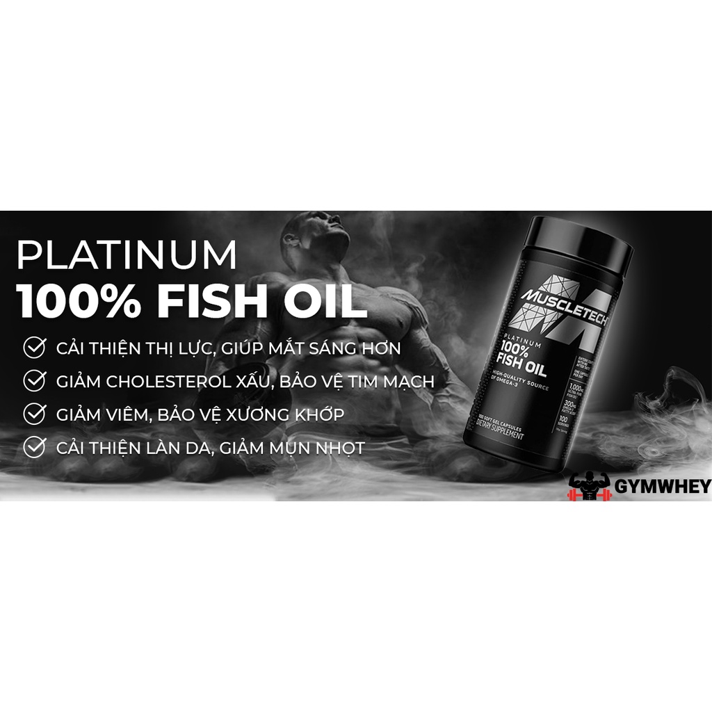 Dầu cá Omega 3 Platinum (100 viên) Muscletech - Fish Oil cung cấp acid béo omega 3 tinh khiết, dầu cá chất lượng cao (1)