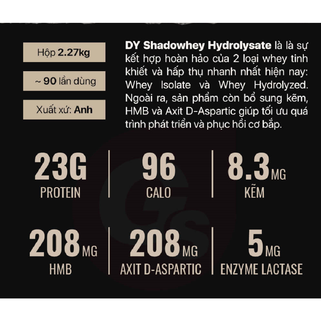 Shadowhey Hydrolysate 2.27Kg 90 lần dùng DY Nutrition sữa Protein tăng cơ hỗ trợ tập luyện phục hồi cơ bắp Thuỷ Phân bca (8)