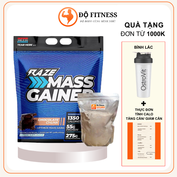 (có chiết lẻ) RAZE MASS 5.4kg - Sữa tăng cân, tăng cơ cho người gầy, siêu gầy, bổ sung Calo cao whey Protein, BCAA, EAA