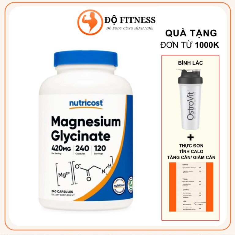 Nutricost Magnesium Glycinate 180 Viên – Magie Glycinate Hỗ Trợ Giấc Ngủ, Phục Hồi Cơ