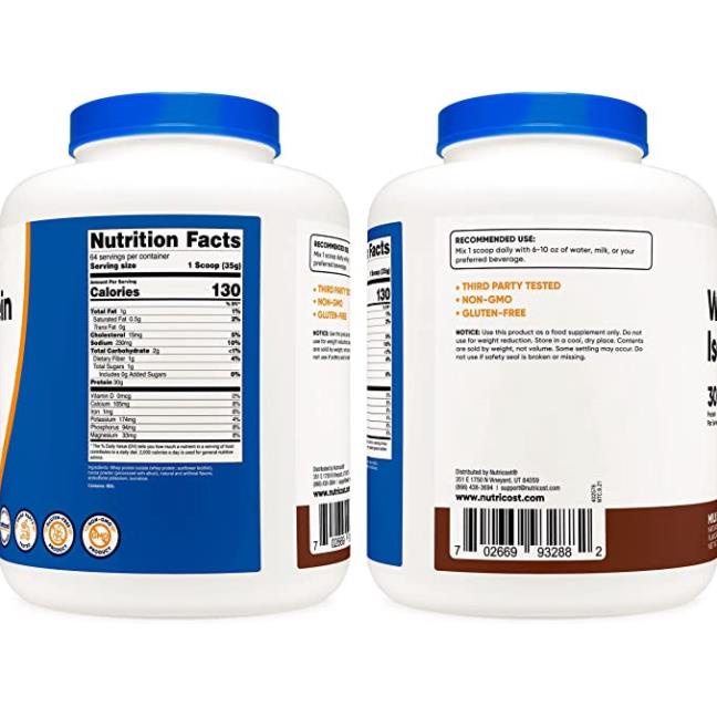 Whey Protein 5lbs Isolate Nutricost Bổ Sung Protein Chất Lượng Cao Giúp Xây Dựng Cơ Bắp , có EAA, BCAA phát triển cơ bắp (4)