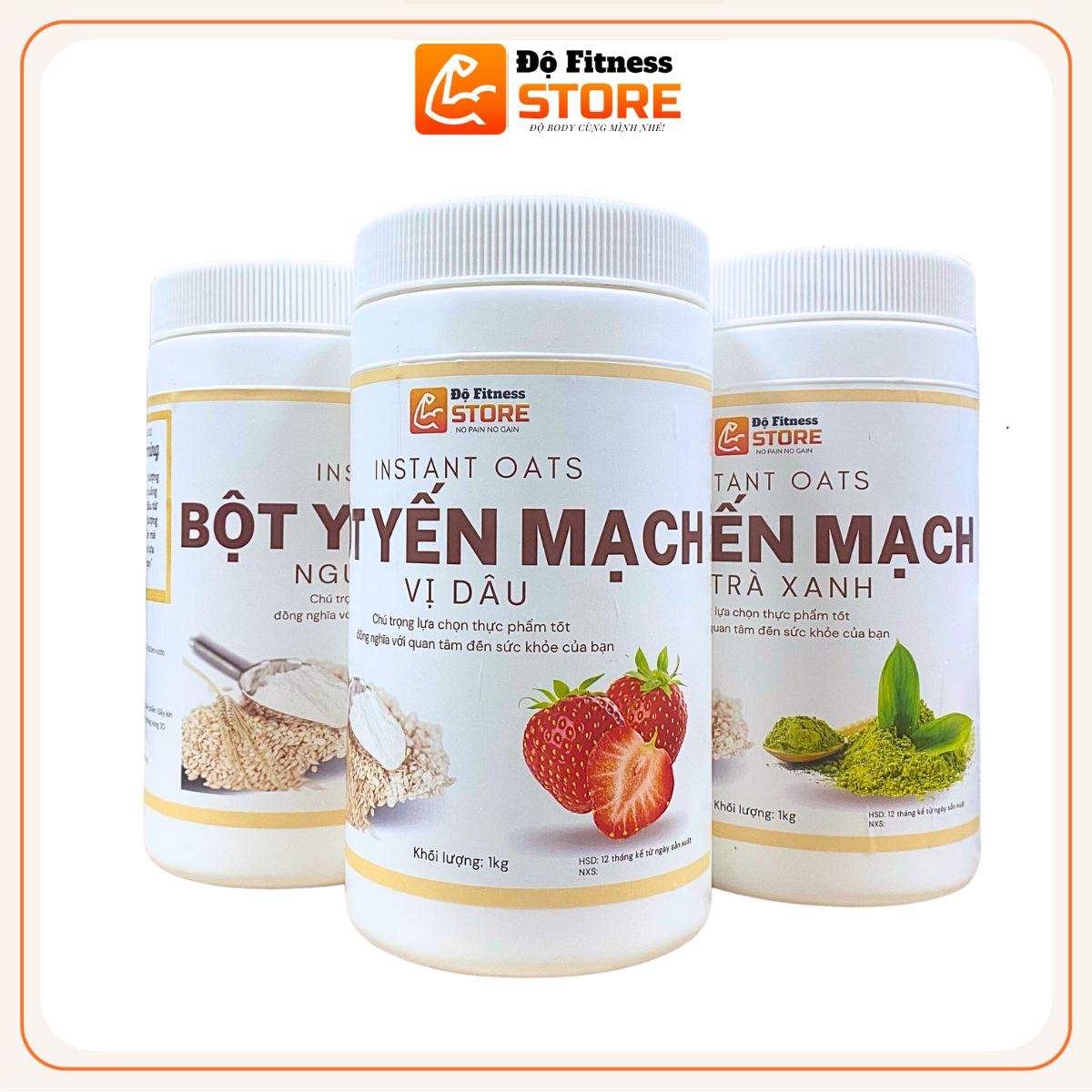 Bột Yến Mạch Vị Dâu siêu mịn uống liền (1kg) - Hỗ trợ giảm cân hiệu quả, tăng cơ, giảm mỡ bụng, chung whey protein được