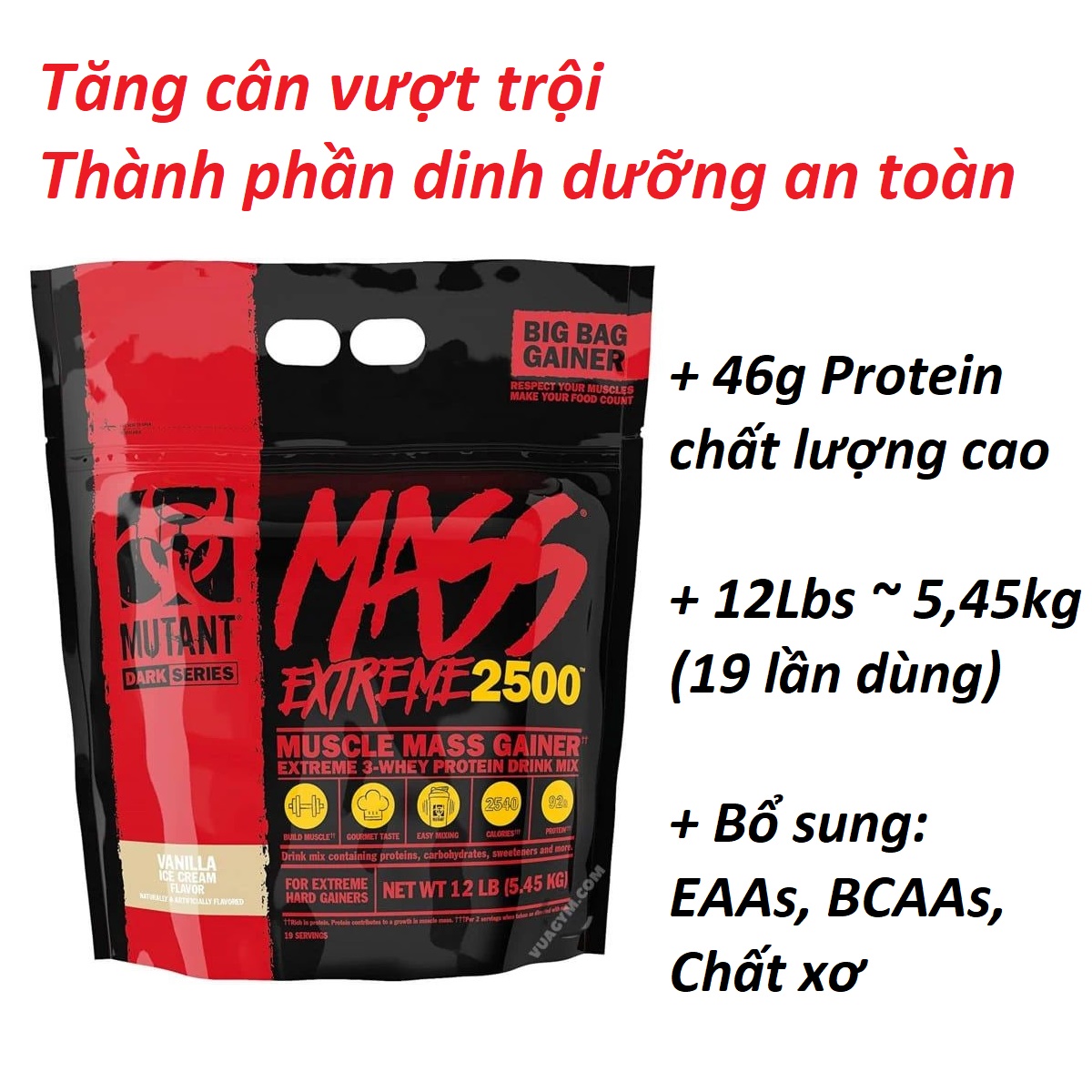 Mass-Gainer-Mutant-2,7kg Sữa Dinh Dưỡng Hỗ Trợ Tăng Cân Tăng Cơ Cho Người Gầy, Kén Ăn, Khó Lên Cân có BCAA EAA Glutamine (2)