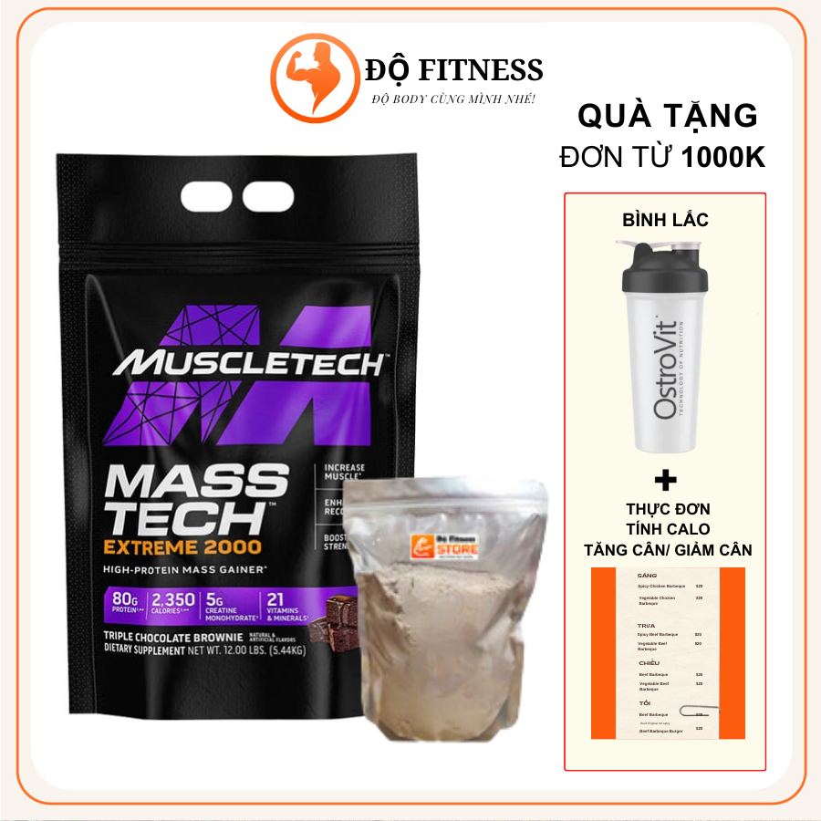 Mass Tech Extreme 2000 2,7kg 6lbs - Dành cho người gầy Tăng Cân Săn Chắc Body có bcaa, eaa, tăng cơ hiệu quả, phục hồi (4)