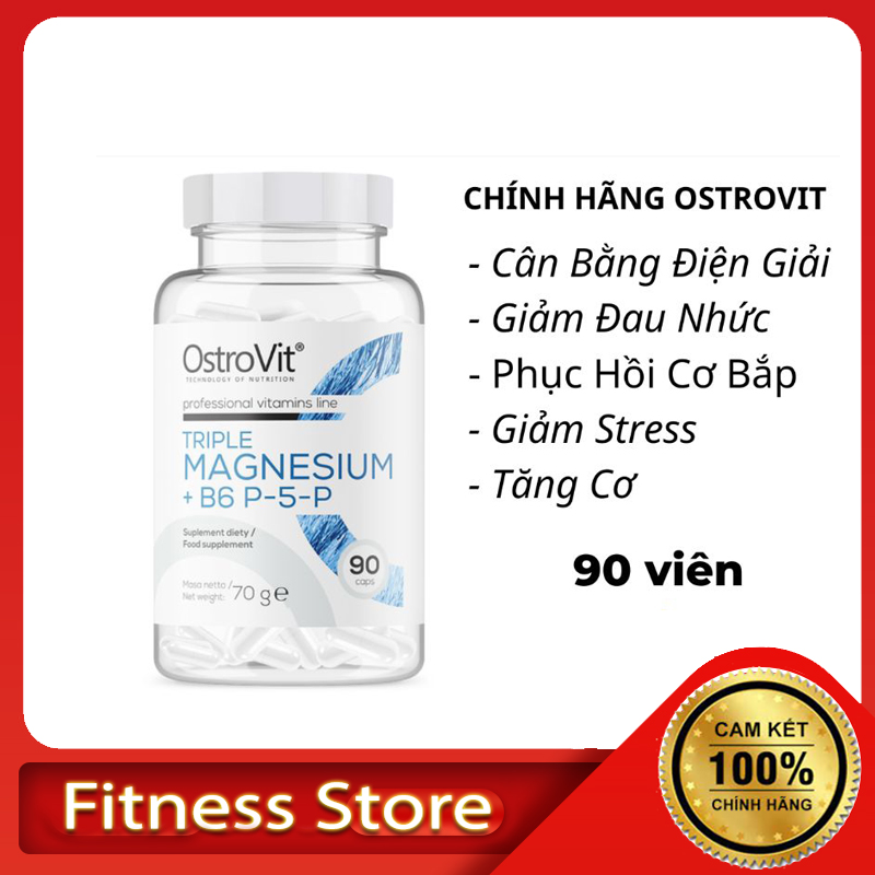 Triple Magnesium + B6 P5P 90 viên Ostrovit bổ sung Magie Tăng Cường Sức Khỏe, sinh lý đàn ông, khoẻ mạnh, tăng cơ (1)
