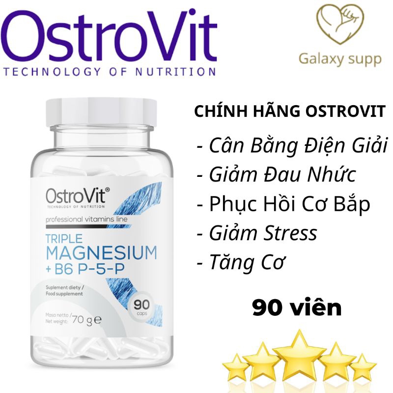 Triple Magnesium + B6 P5P 90 viên Ostrovit bổ sung Magie Tăng Cường Sức Khỏe, sinh lý đàn ông, khoẻ mạnh, tăng cơ (2)