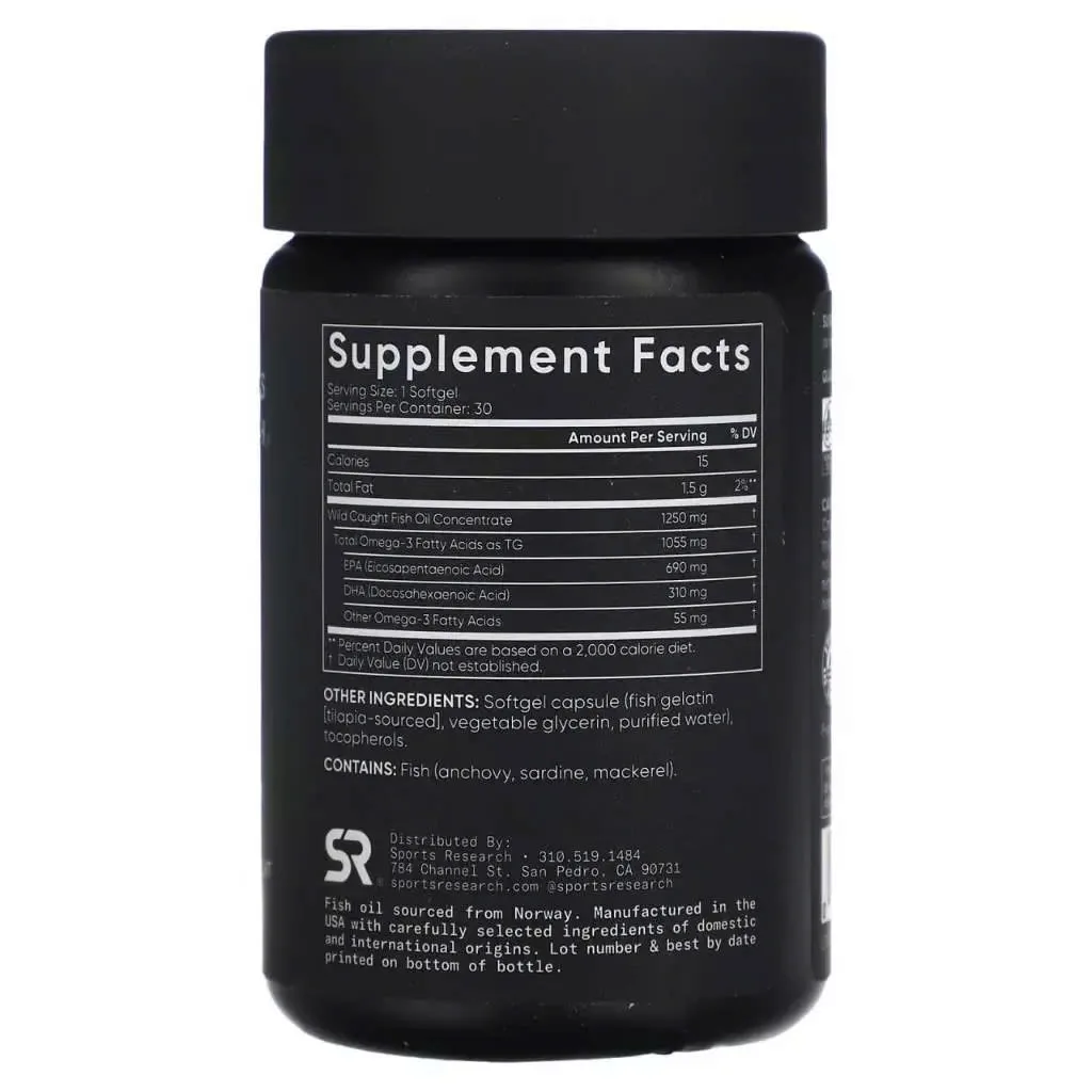 Sports Research Omega-3 Triple Strength 150 Viên – Dầu Cá Alaska 1000mg EPA & DHA - Ảnh 2