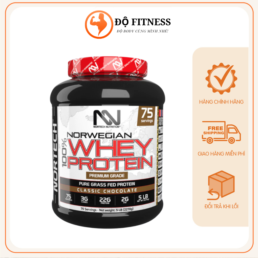 Norwegian Whey Protein Nauy 2,27kg (70 lần dùng) Hỗ Trợ Tăng Cơ Giảm Mỡ, EAA, BCAA (1)