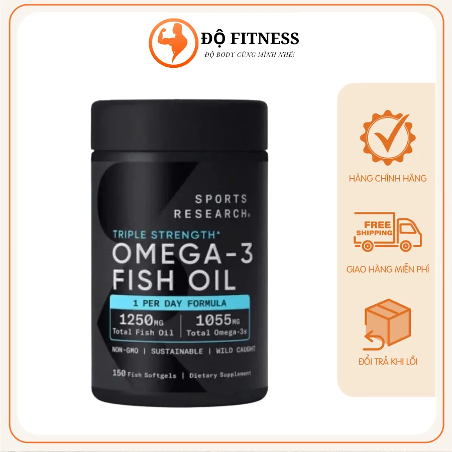 Sports Research Omega-3 Triple Strength 150 Viên – Dầu Cá Alaska 1000mg EPA & DHA