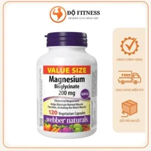 Webber Naturals Magnesium Bisglycinate 200mg 120 Viên – Magie Hỗ Trợ Giấc Ngủ, Giảm Chuột Rút