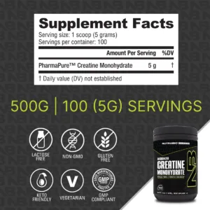 Creatine NutraBio 500g 100 lần dùng thành phần – Độ Fitness